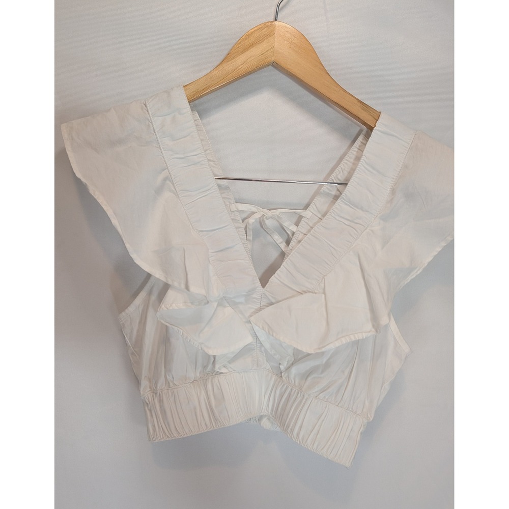Joyas White 100% Cotton 2 Piece Set Ruffle Crop Top Tiered Maxi Skirt Small